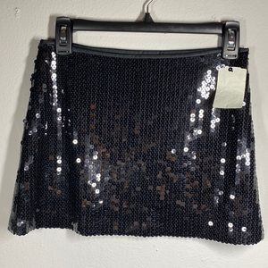 BCBGMaxAzria Black Sequin Mini Skirt